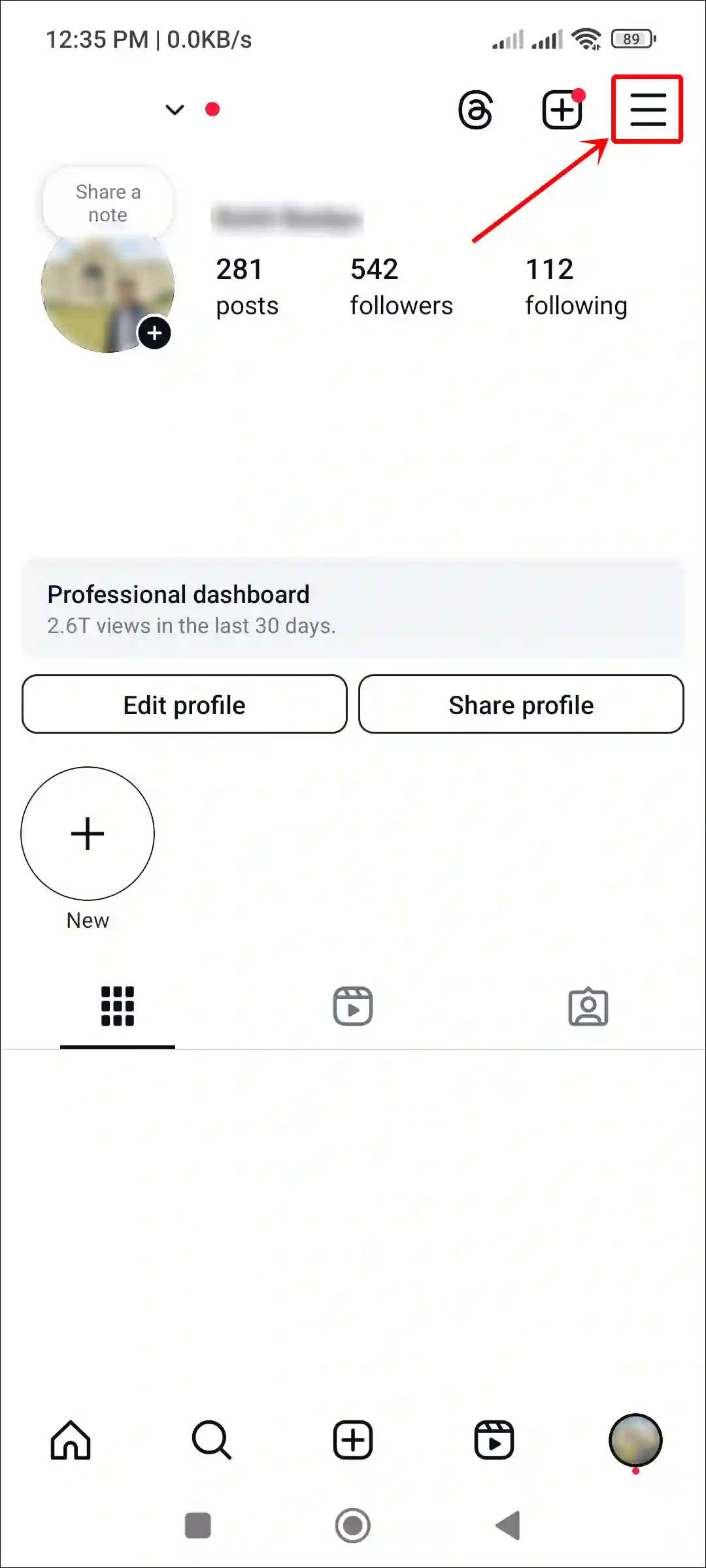 instagram three lines