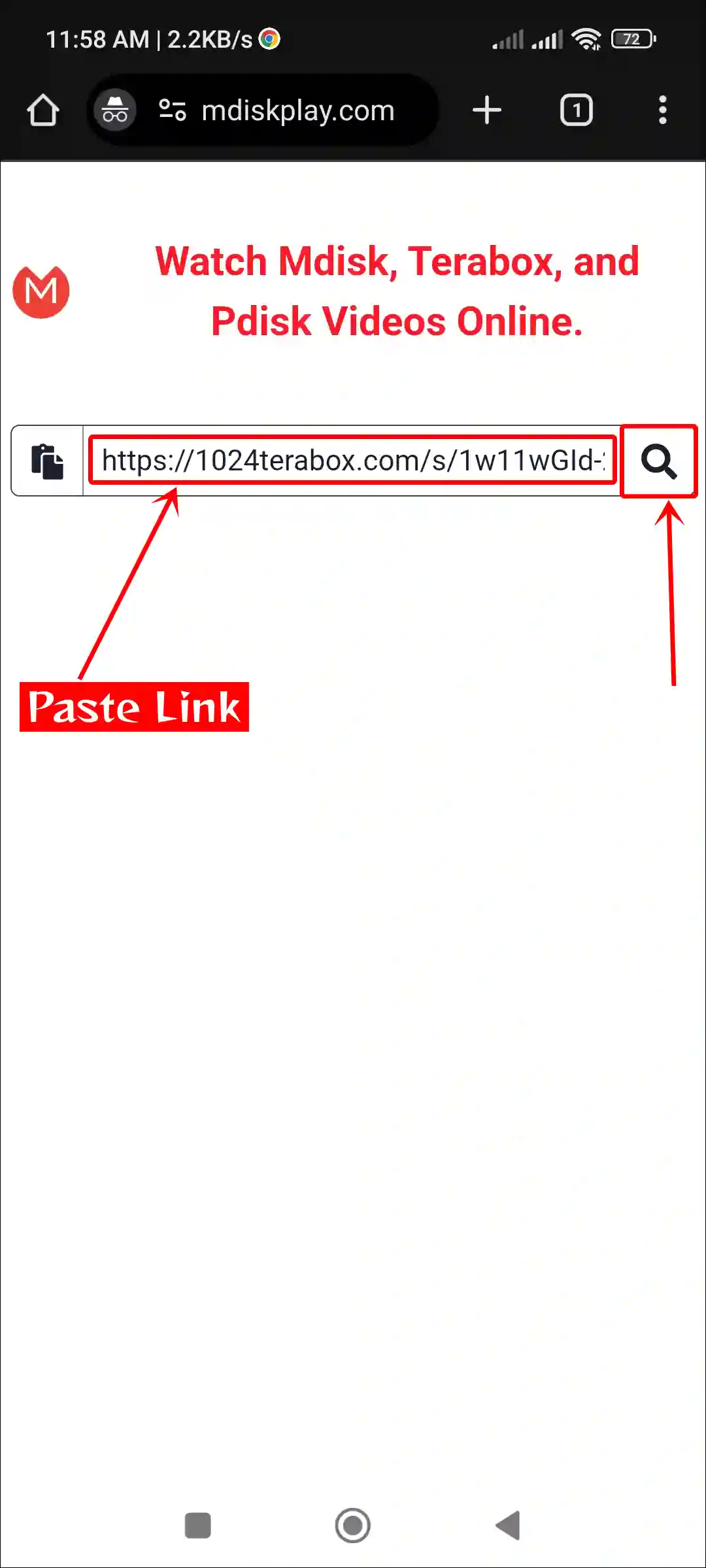 paste terabox link