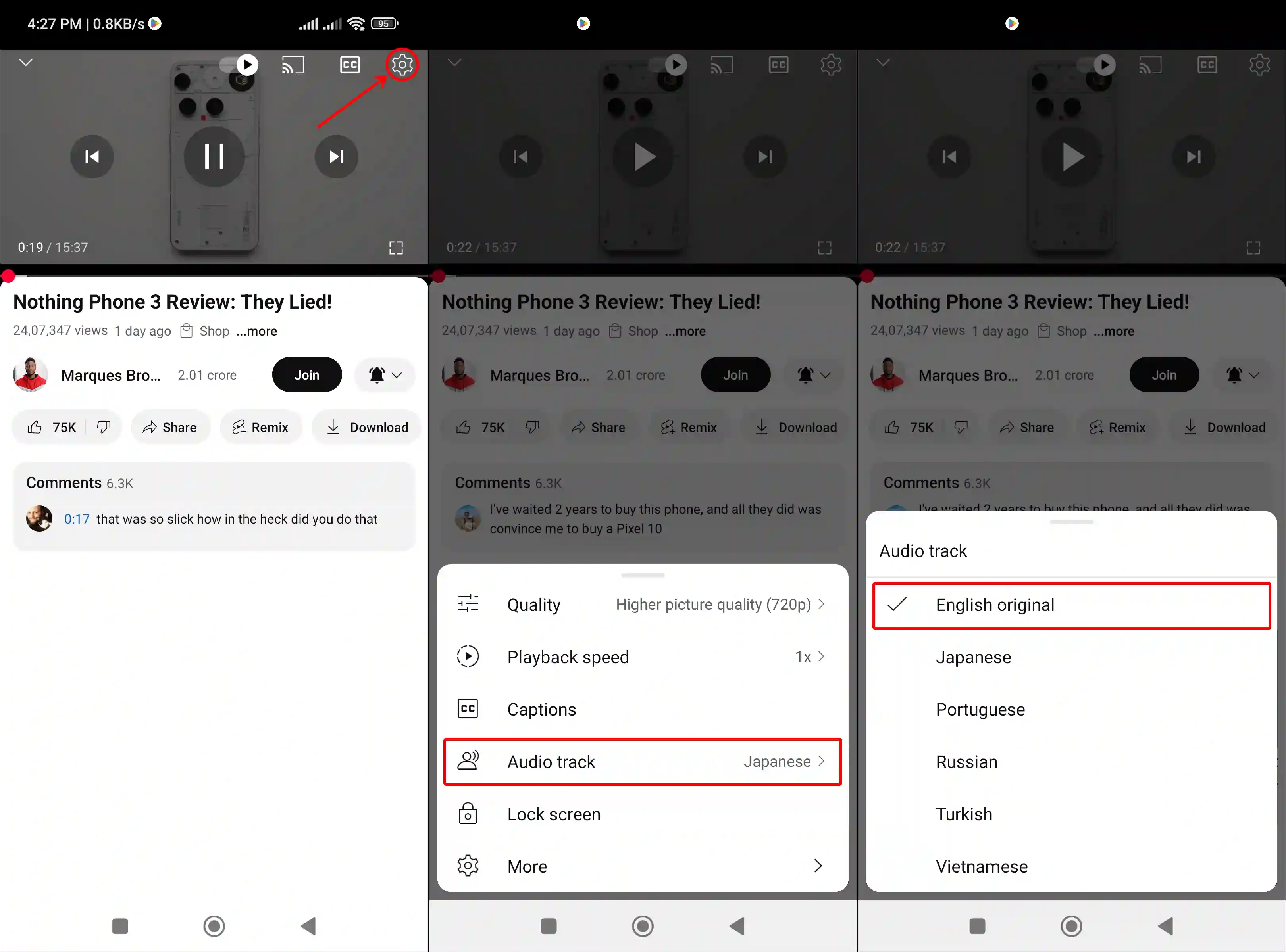disable auto dubbing on youtube app on android