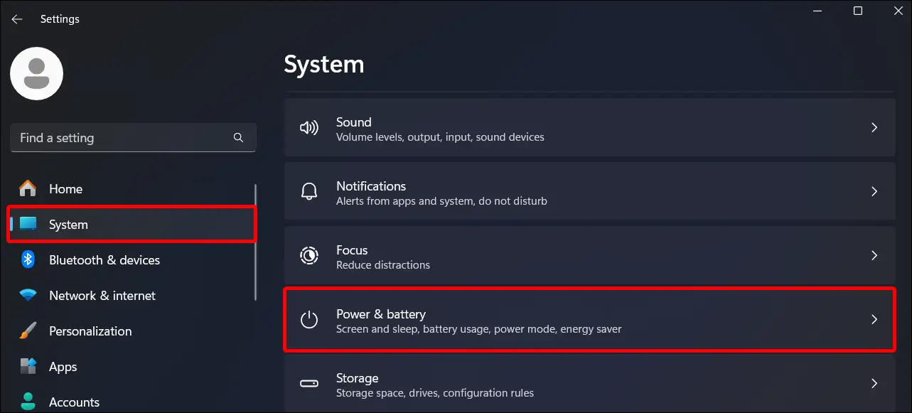 power and battery settings windows 11