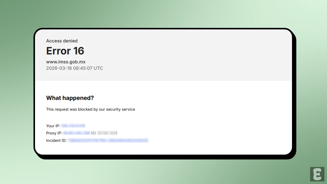 IMSS Triggered "Access denied: Error 15" on the Site
