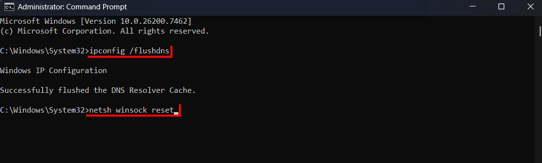 flush dns and reset winsock