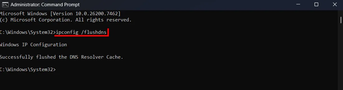 ipconfig /flushdns