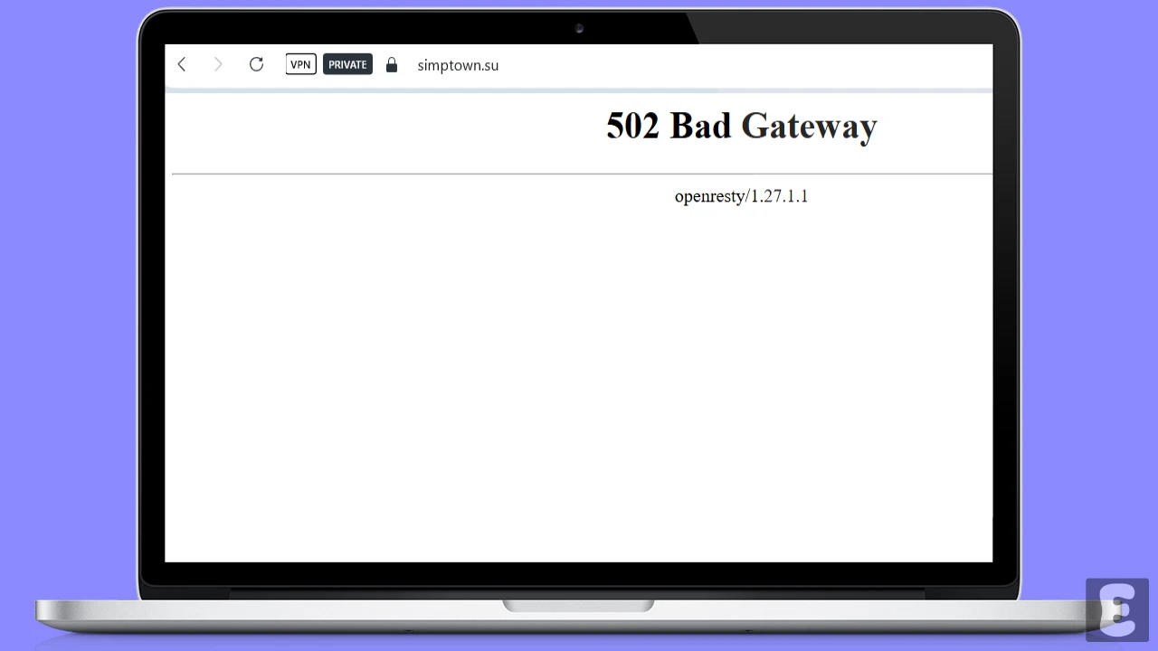 SimpTown's 502 Bad Gateway Error