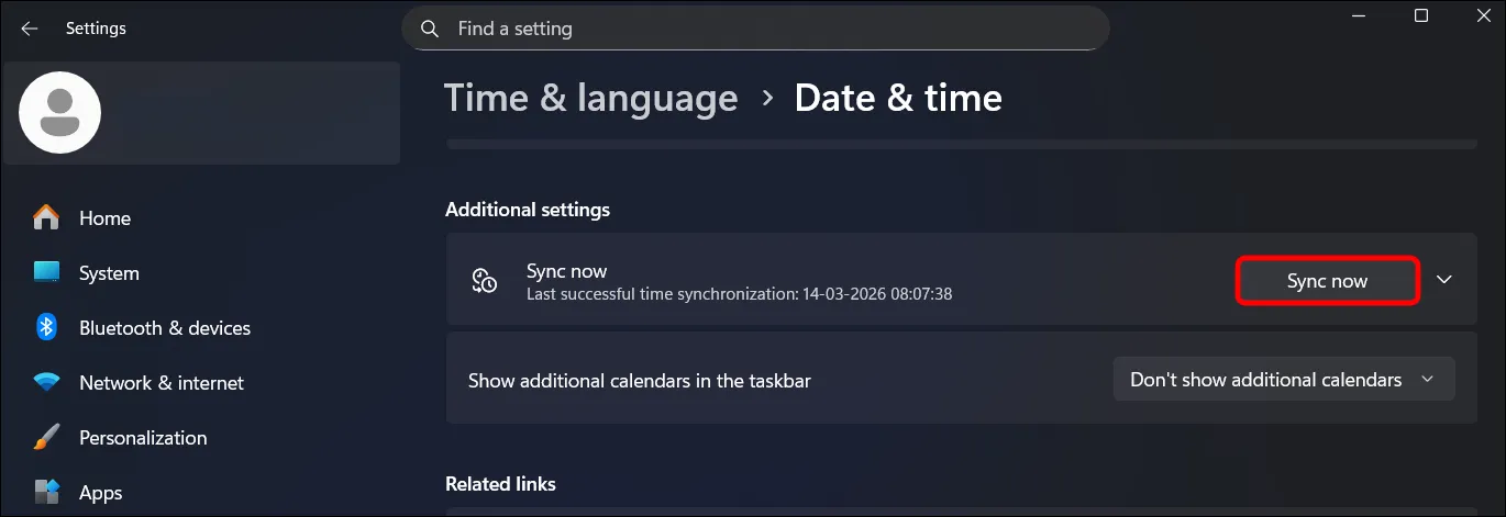 Sync system (Windows 10/11) clock to the internet