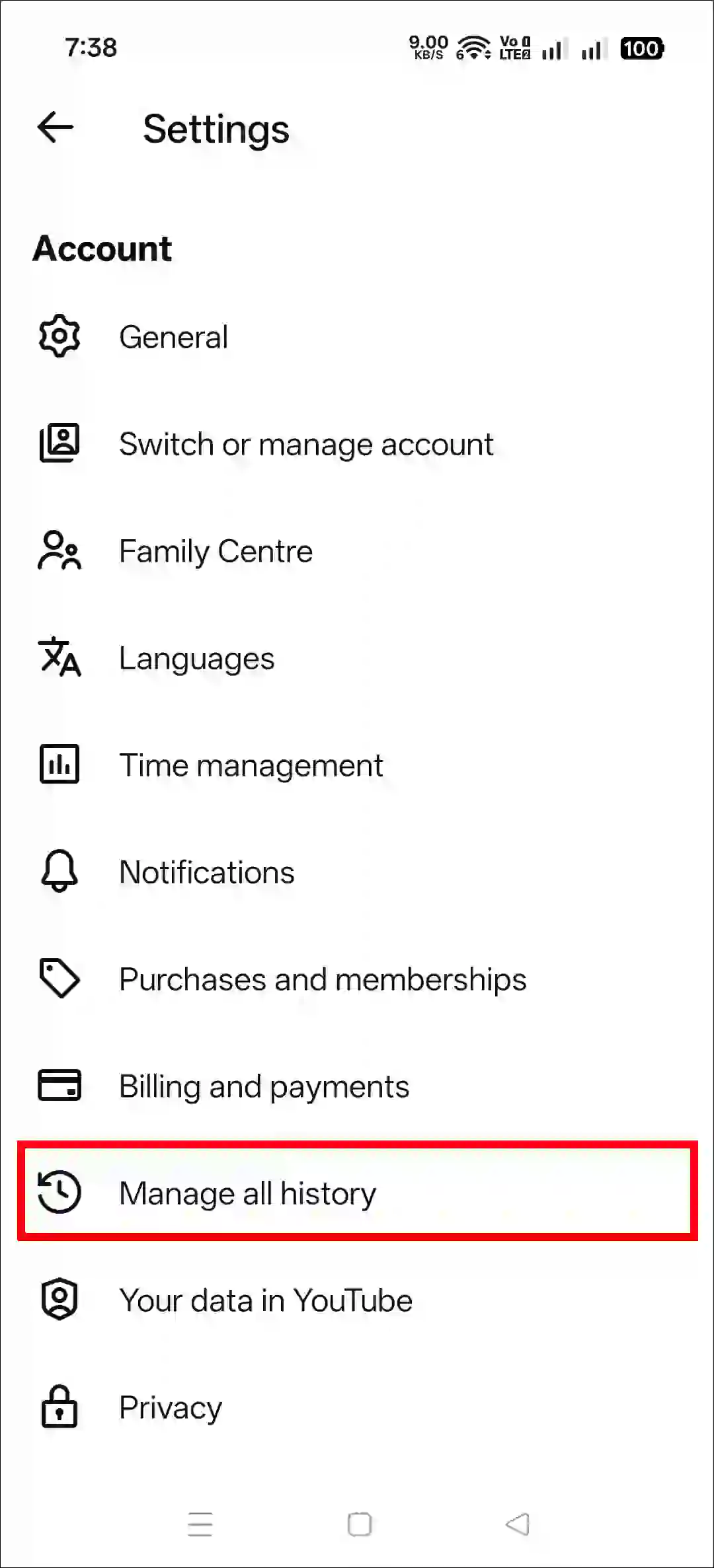 enable youtube history
