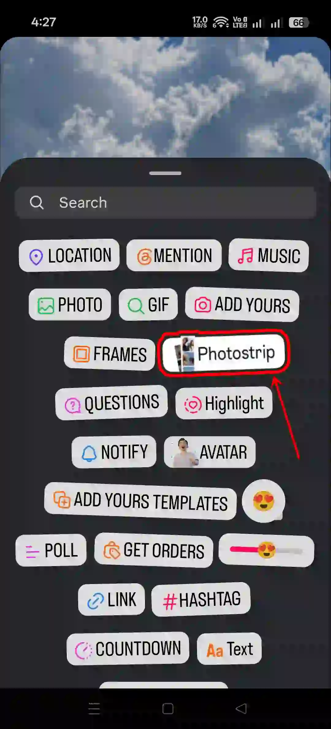 instagram photo strip story