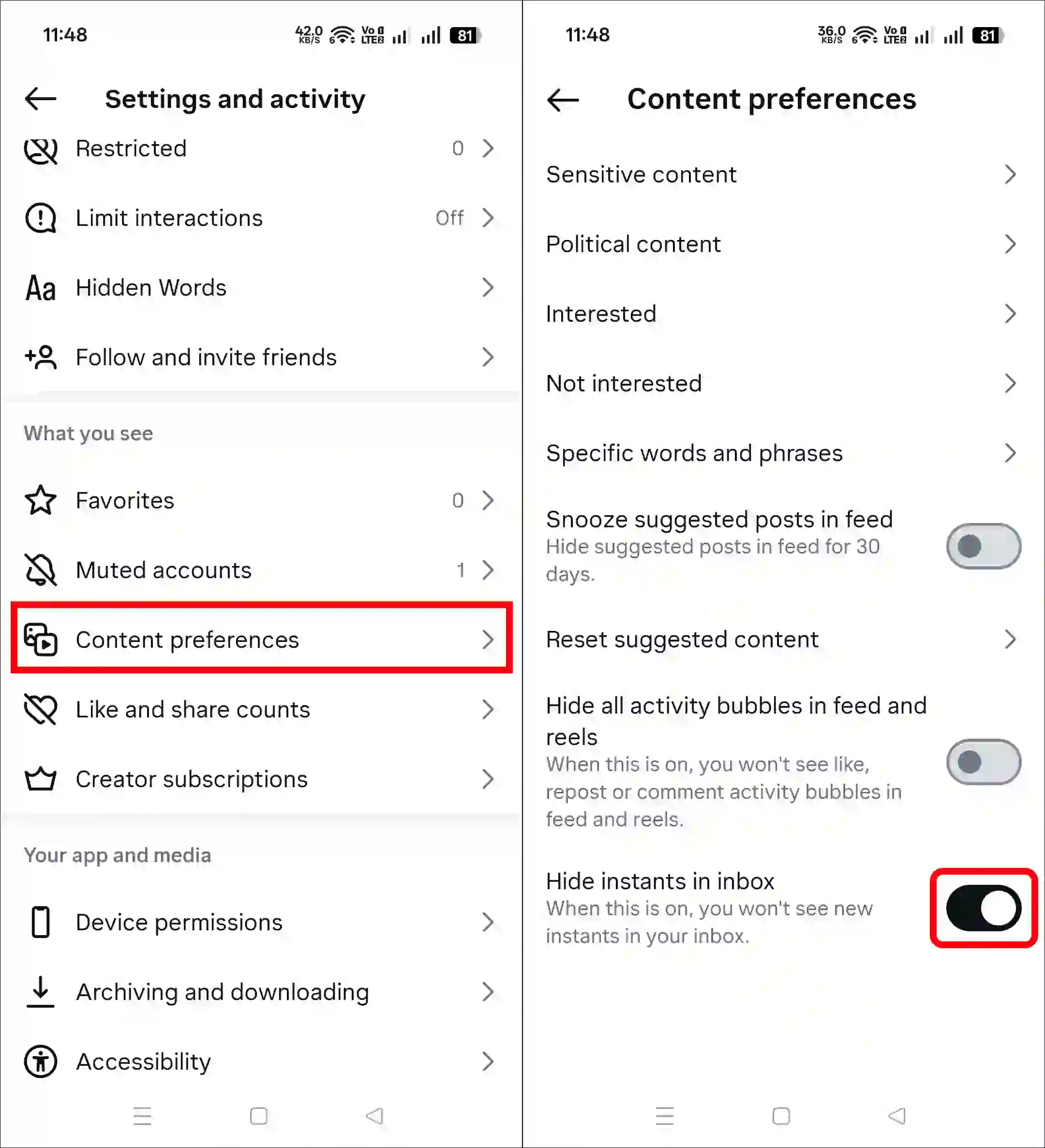 How to Turn Off Instants Feature on Instagram DMs