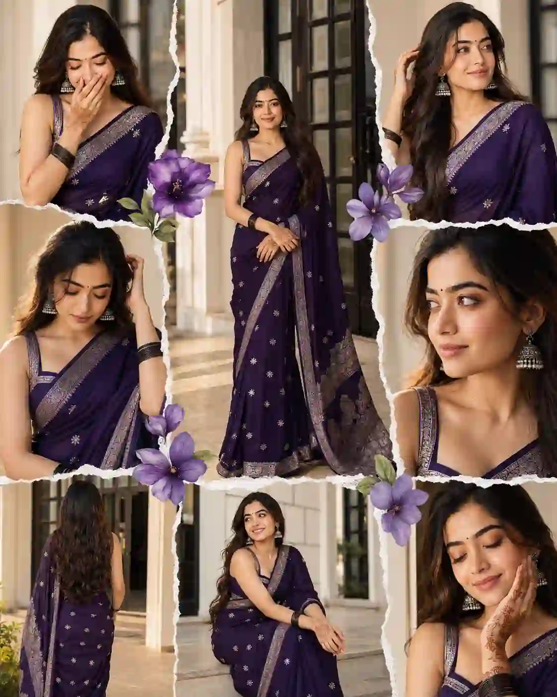 Aesthetic Saree Collage AI Prompt