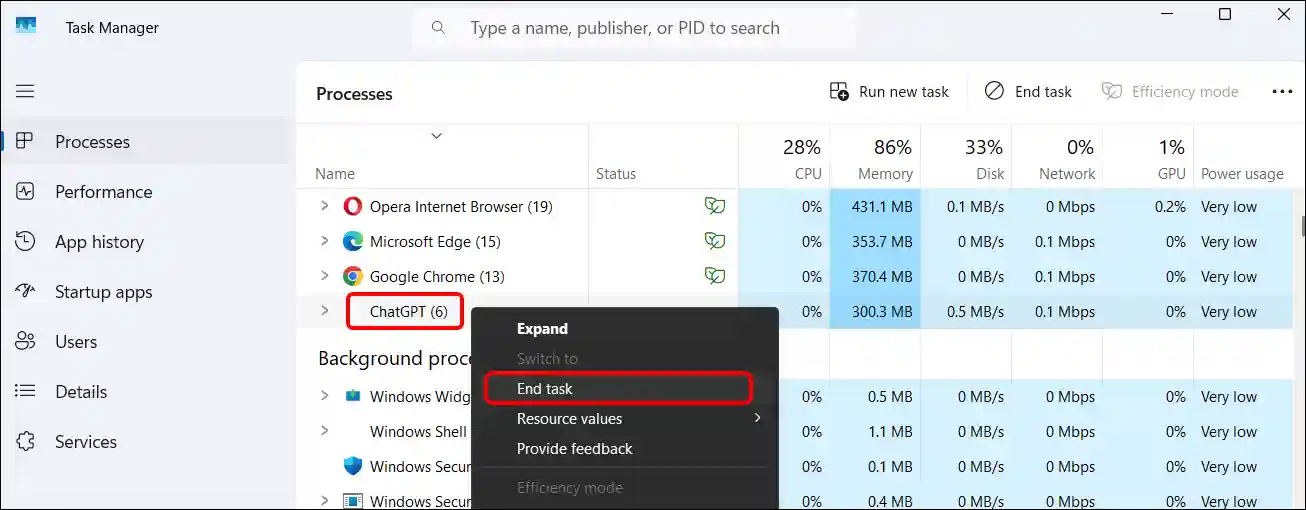 chatgpt end task windows 11