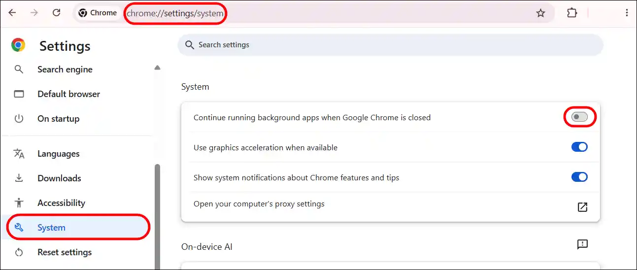 turn off chrome background processes
